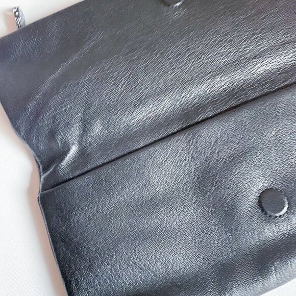 Christopher Kon Black Leather Convertible Fold Over Zip Detail Clutch - Picture 5 of 9